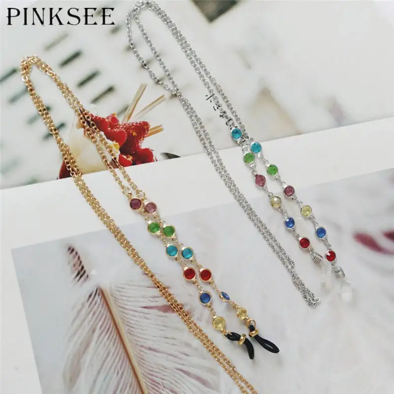 

PINKSEE Colored Beads Spectacles Snow Chain Reading Eyeglass Chain Sunglasses Lanyard Holder Neck Cord for Eyewear Retainer