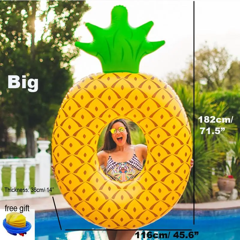 180 см ананас надувной матрас для бассейна складной открытый большой ананас плавания Laps надувной пляжный шезлонг плавающая кровать стул - Цвет: Big Size