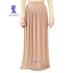 Новая мода Длинные мусульманин Макси Юбки страна ТУРЦИЯ Арабская одежда одноцветное Исламская высокой талии юбка в складку Большие