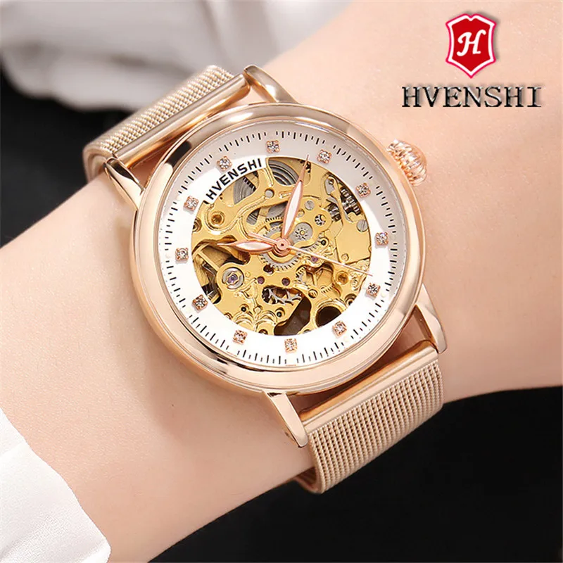 Top Brand Women Automatic Mechanical Watch Classic Ladies Steel Skeleton Clock Fashion Women