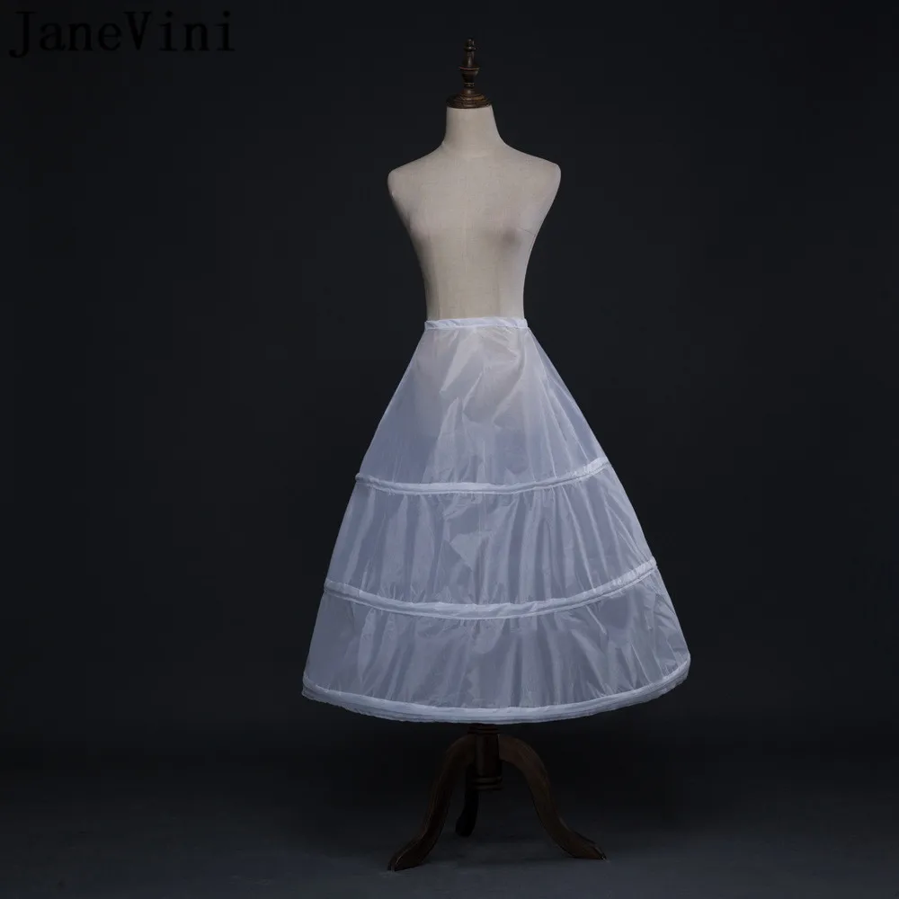 JaneVini 3 Hoops Petticoats for Wedding Dress Wedding Accessories A Line Crinoline Cheap Bridal Ball Gown Underskirt Women White