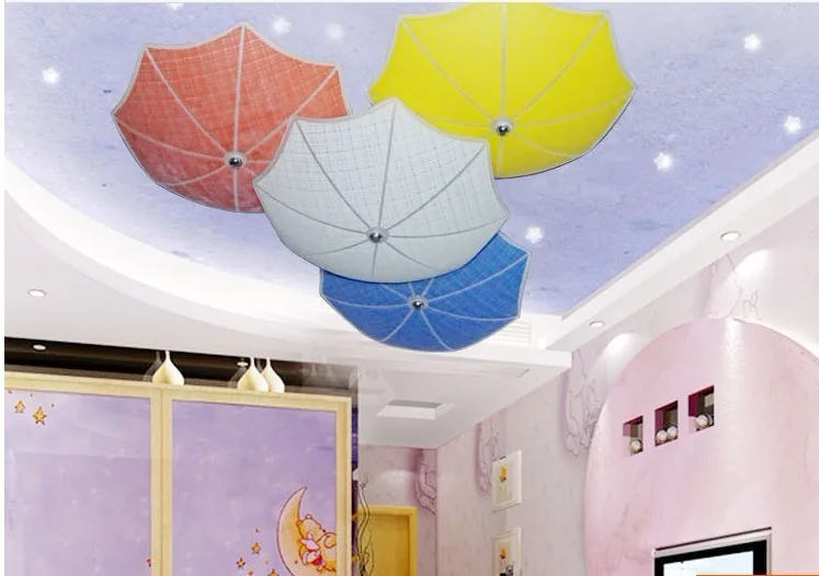

Modern Children Bedroom Ceiling Lamps Multicolour Umbrella Glass Lampshade Kids Room Lights E27 led Lamparas 110v 220v