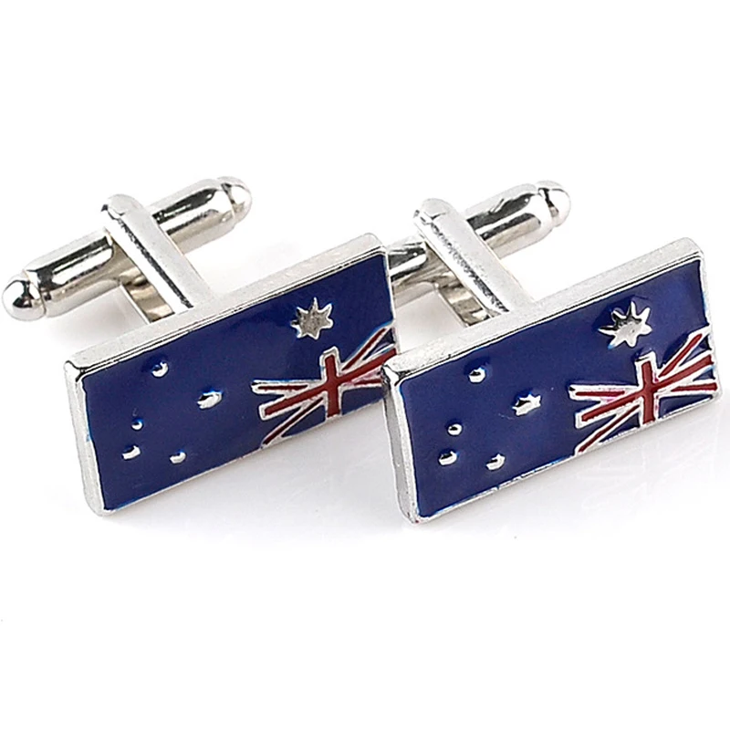 Australian Flag Cufflinks Men Silver Plated Cuff Button Fashion Blue