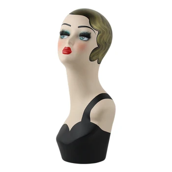 

Fiberglass Vintage Female Hand-painted Mannequin Head