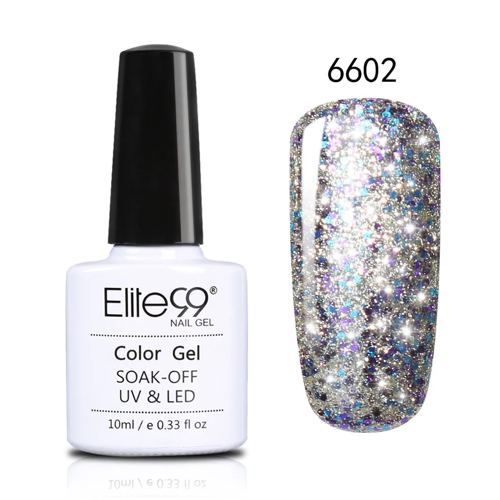 Elite99 Soak Off Starry Gel 3D Effect UV LED Glitter Nail Polish Manicure Bling Gel Varnish Polish for Nail Design
