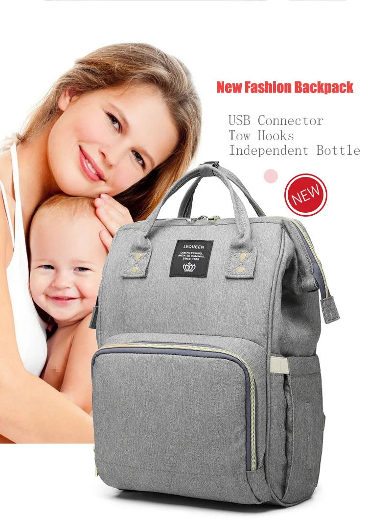 LEQUEEN USB детские сумки для подгузников большая сумка для подгузников обновленная модная водонепроницаемая сумка для мам дорожная сумка для мам