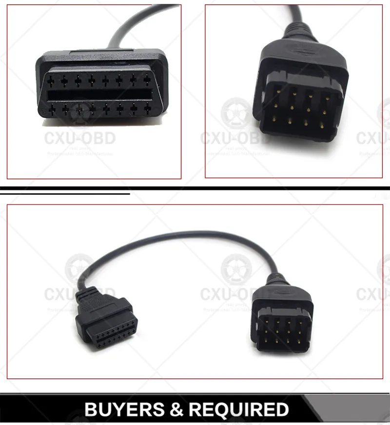 Газ 12 Pin 12Pin штекер для OBD OBD2 OBDII DLC 16 Pin 16Pin Женский адаптер автомобильного диагностического инструмента конвертер Кабель