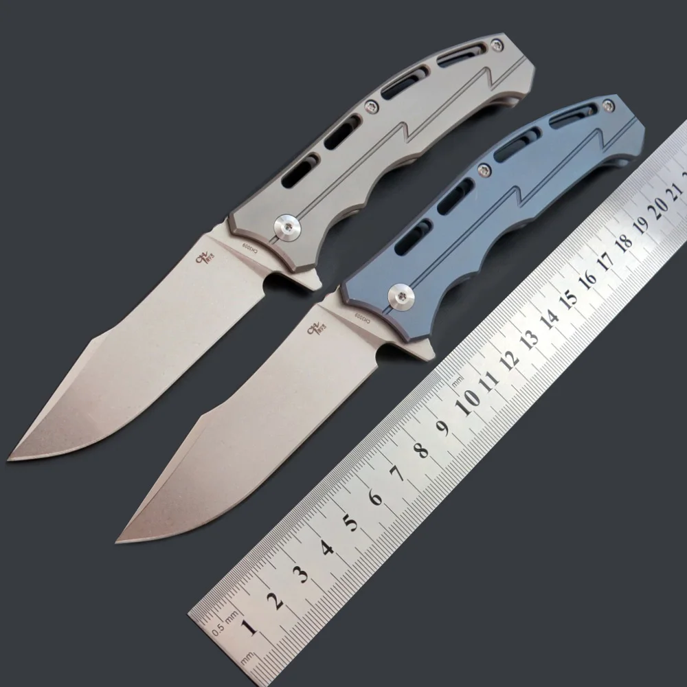 

CH Folding Pocket Knife CH3009 D2 Blade Titanium TC4 Handle Ball Bearing Camping Collectioon Outdoor Tactical EDC Hand Knife