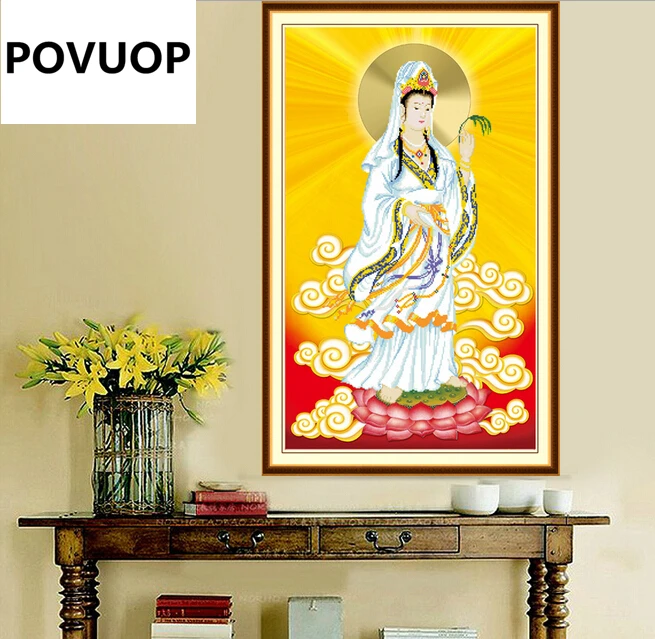 Набор для алмазной вышивки POVUOP 69 х111 см алмазная вышивка Avalokitesvara картина из