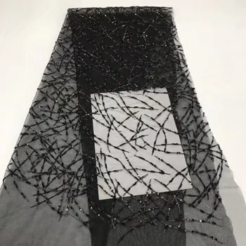 

NEW African Lace Fabric, French Sequins Net Lace Noble Gold Sequins Fabrics High Quality African Black Tulle Sequins Lace Fabric