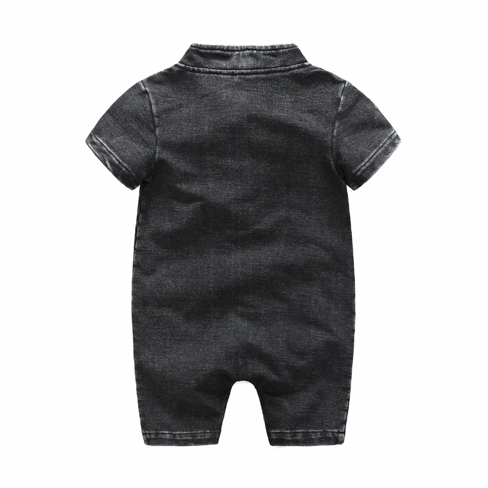 Kimocat الطفل الفتيان رومبير الوليد بنين الملابس الصلبة الأزرق الأسود مع قصيرة الأكمام الدنيم الطفل الصبي رومبير الملابس