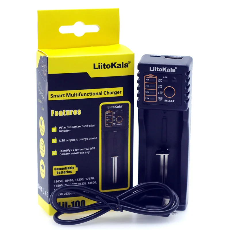 Зарядное устройство Liitokala lii 100 1 2 в 3 7 26650 + шт. защита NCR18650B 3400 мАч 18650