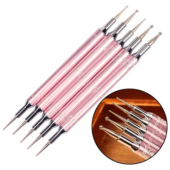 

5Pcs/set Double-ended Dotting Pen Top Grade 2-Ways Pink Dot Pen Nail Art Tool