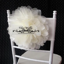 Дизайн цвета слоновой кости органзы цветок эластичная повязка на стул Цветочная рама стула 10 шт для продажи