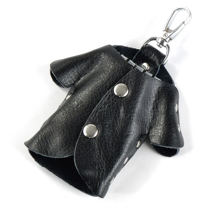 Blevolo Пояса из натуральной кожи Key Holder бумажник творческий Повседневное унисекс ключи сумка мягкая однотонная автомобилей экономка держатели Ключницы - Цвет: Black