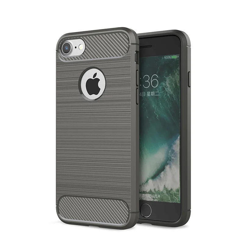Carbon fiber burshed silicone  case iphone 5 5s 6 6s 7 8 plus (4)