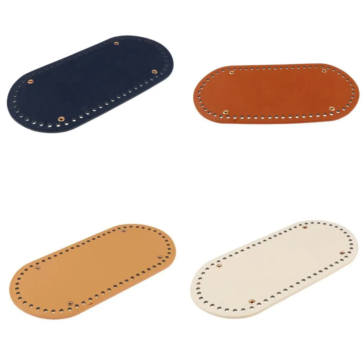 4Pcs 60 Holes PU Leather Bag Pad Shaper Tote Bottom Insert for Hand-woven Bag Accessories Replacement