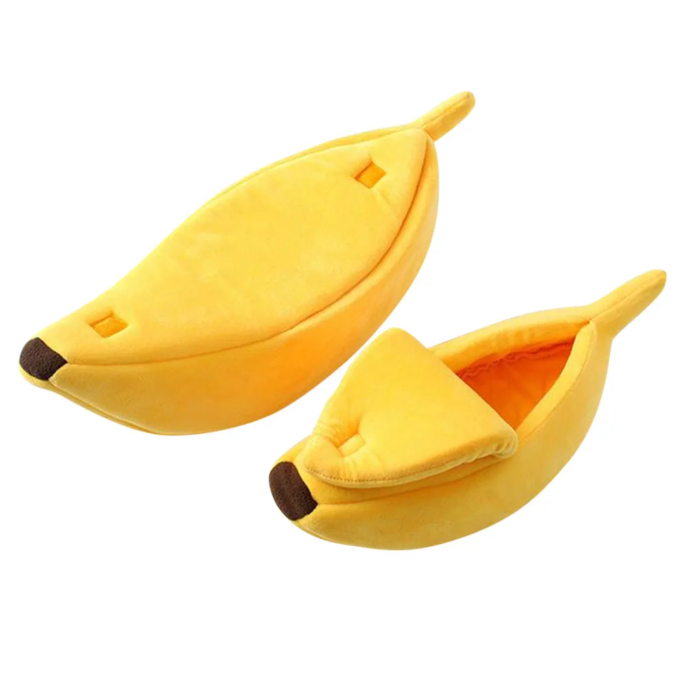 

Small Pet Bed Banana Shape Fluffy Warm Soft Plush Breathable Bed Banana Cat Bed pet beds for small dogs#