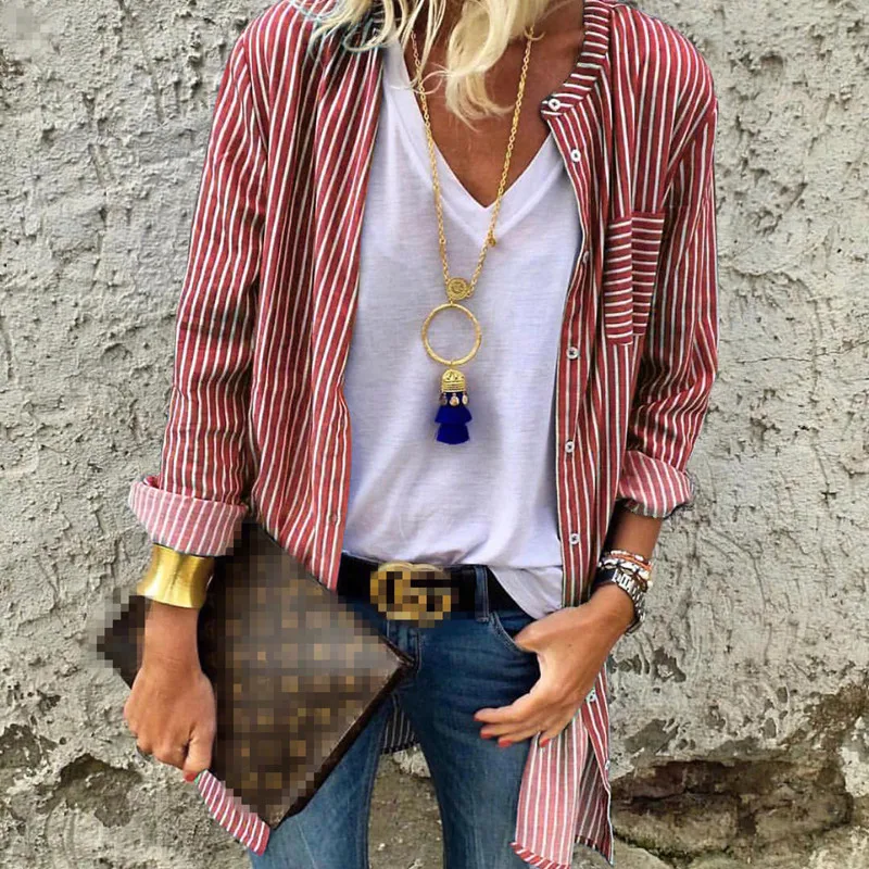 

Women Fashion Casual Kimono Blouses Ladies 2018 Autumn Long Striped Cotton Kimono Loose Long Blouse Tops Black 4 Color