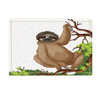 

Safari Decor Wild Animal Sloth Swing in the Forest Bath Rugs Non-Slip Doormat Floor Entryways Front Door Mat