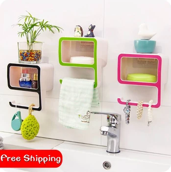 

Digital 9 Plastic Soap Rack Magic Seamless Bathroom Shelf Kitchen Storage Sponge Holder 4 Colors