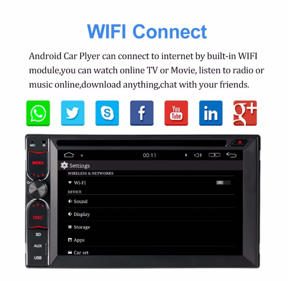 Best 2GB RAM 32GB ROM 4 Core Android 6.0.1 Universal Central Multimidia Double 2din 2 din Car Radio DVD Player GPS Navigation 9