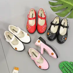Летняя детская обувь для девочек; повседневная кожаная обувь с цветами для девочек; детская обувь для малышей; обувь принцессы для