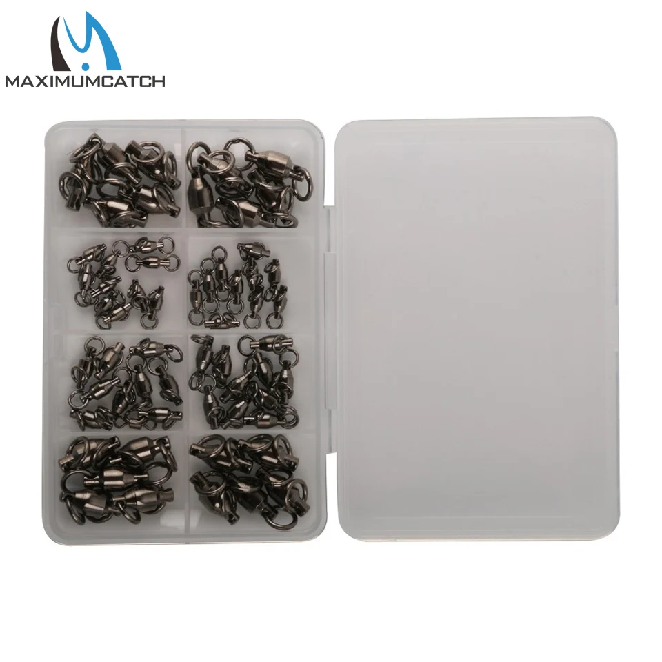 

Maximumcatch 3 Sizes 60pcs/lot Ball Bearing Swivels With Welded Ring Fishing Swivels Fishing Tackle Box