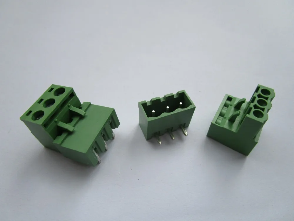 

Close Angle 3 pin/way Pitch 5.08mm Screw Terminal Block Connector Green Color Pluggable Type With Angle pin 20 Pcs Per Lot