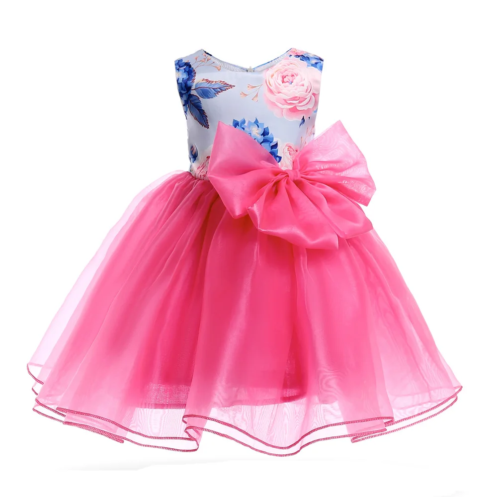 Летние платья принцессы для девочек Детские вечерние выпускное платье из фатина Vestido, торжественное платье в европейском и американском стиле для детей возрастом от 2 до 10 лет - Цвет: rose