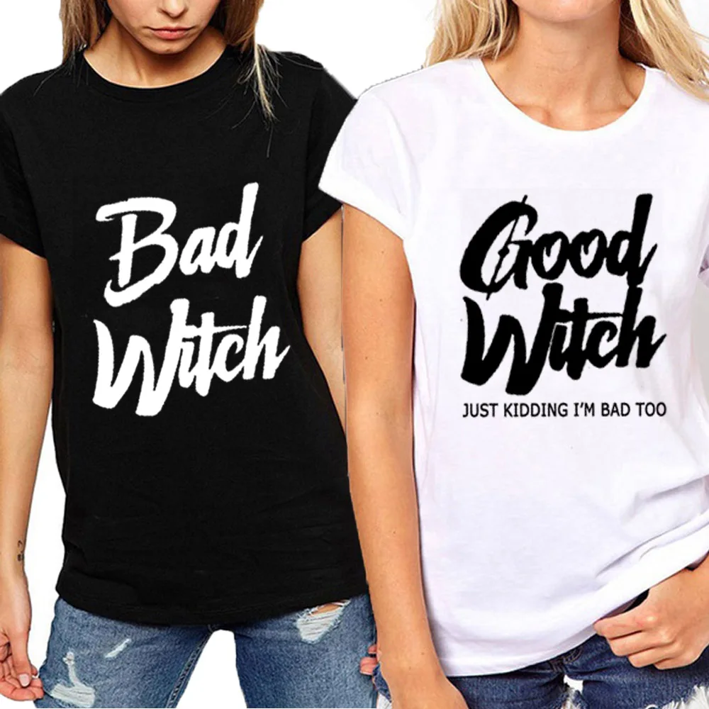 Женская хлопковая футболка с надписью Good Witch Bad | одежда