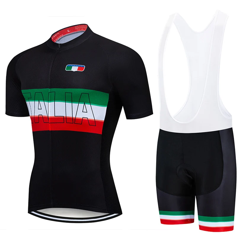 ITALIA Cycling Jersey 9D Gel Bib Set Black Bicycle Clothing Ropa Ciclismo Bike Wear Clothes Mens Short Maillot Culotte Suit