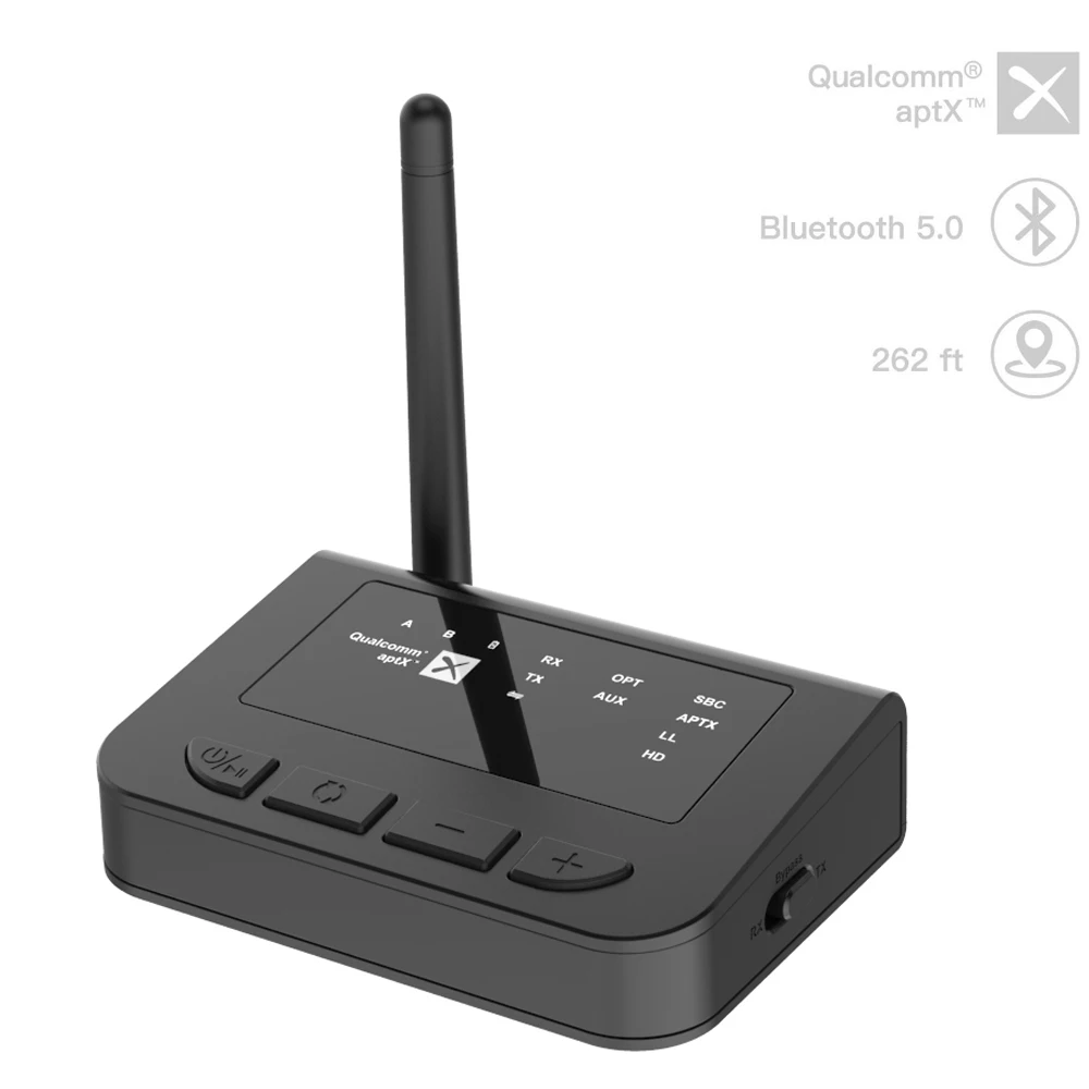 Portable Bluetooth 5.0 Long Range Aptx HD LL Low Latency SPDIF Optical RCA Aux 3.5mm Transmitter Receiver Wireless TV Adapter |