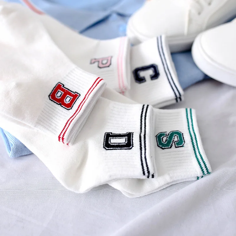 

2018 Summer Women Casual Sock Spring Simple Letter Breathable Socks One Size Invisible Anti-friction Women's Sweat Socking