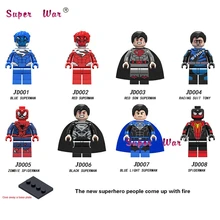 50 шт. Строительные блоки синий светло-красный сын черный Супермен зомби Человек-паук гоночный костюм Tony Stark для детей Детские игрушки