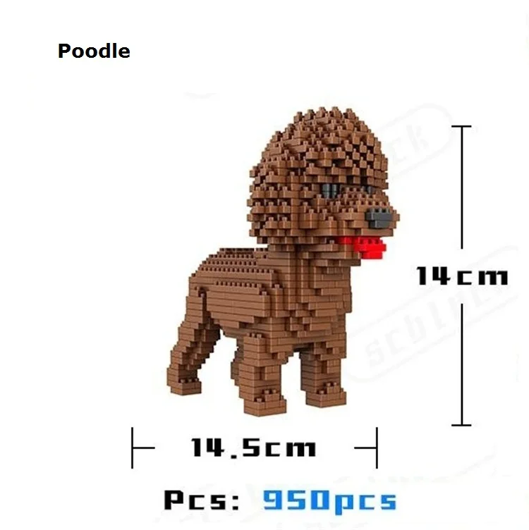 Poodle No box Милая собака мини блоки пластиковые строительные игрушки животных Пудель модель Brinquedos золотой ретривер игрушки для детей милые девушки подарки - Цвет: Poodle No box