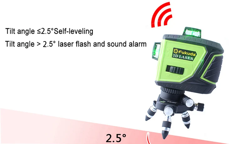 Fukuda 12 линий 3D лазерный уровень MW-93T литиевая батарея зеленый/красный лазерный уровень 360 вертикальный и горизонтальный самонивелирующийся крест
