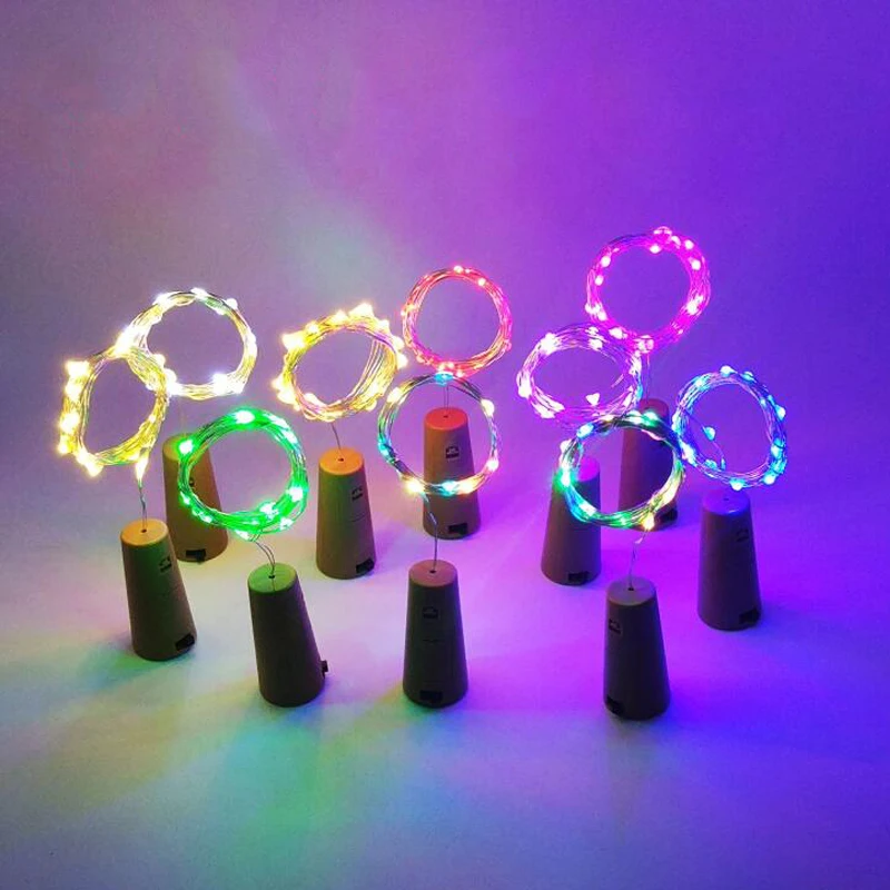 

5/10 Pack 20 LED Copper Wire Wine Jar Bottle Cork Lights Starry Christmas String Lights For Party Halloween Wedding Decoracion
