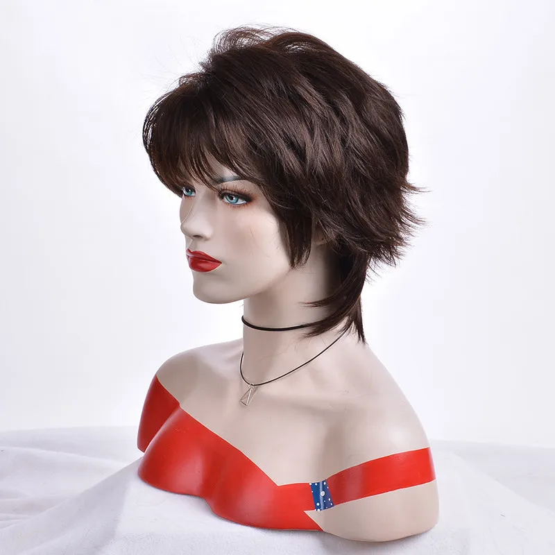 MSI Wigs прямые короткие парики для женщин темно-коричневые синтетические волосы парик с челкой Омбре волосы с подсветкой