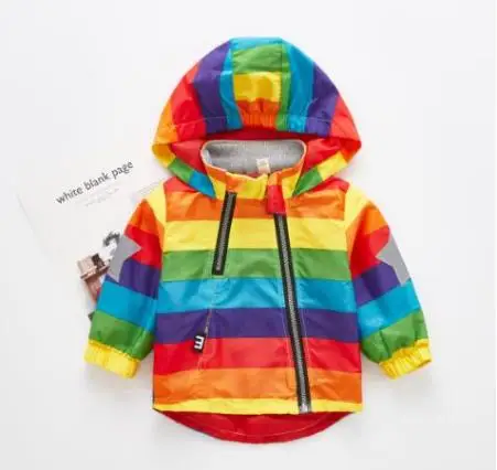 

childern’s coats New spring and autumn children's rainbow windbreaker hooded jacket baby boy girl jacket windbreaker
