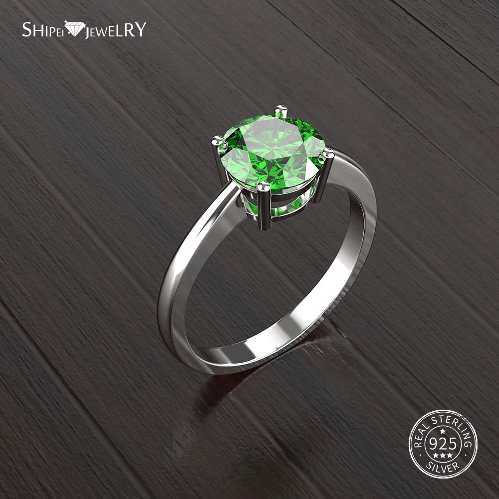 Shipei, 925 пробы, серебряное кольцо, хорошее ювелирное изделие, 2ct, Белый сапфир, обручальное кольцо для женщин, мужчин, Подарок на годовщину