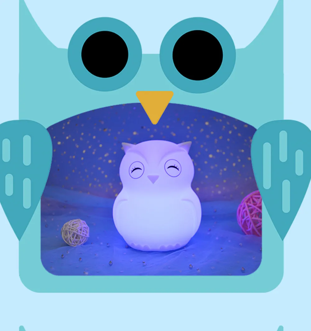Cartoon Owl LED Night Light Remote Control Timer Touch Sensor 9 Colors USB Charging Silicone Bedside Lamp for Children Baby Gift (3)