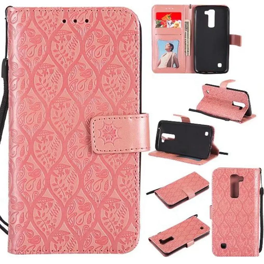 

MuTouNiao Rose Gold Rattan Leather Flip Case Cover For LG K3 K7 K8 K10 V10 V20 V30 V40 G6 Q6 Q8 Plus 2017 2018