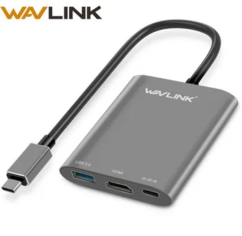 

Wavlink Aluminum USB C Hub External Power USB 3.1 USB C Gen 2 Hub Super Speed Type C 2 Port Hub with HDMI 4K and Power Delivery