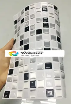 

1box 20pieces 25.4x25.4cm Home decoration simple easy DIY 3D mosaic sticker bathroom kitchen backsplash peel and stick wall tile