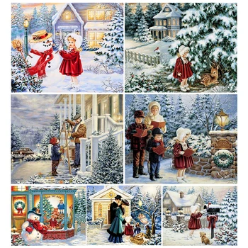 

DIY 5d embroidery with diamonds Diamond painting full drill Round Square decoration home Diamond painting Christmas Snowman Girl