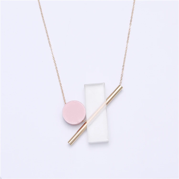 

FOMALHAUT Matte resin brass combination Pendant Long Strip Necklaces Statement Necklace Women 2017 Fashion XX-156
