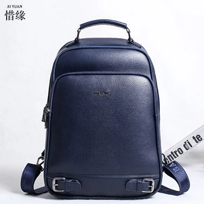 Famous Brand Genuine Leather Men Backpack Large Knapsack Bolso Luxury Designer Leather backpacks School Bag Laptop