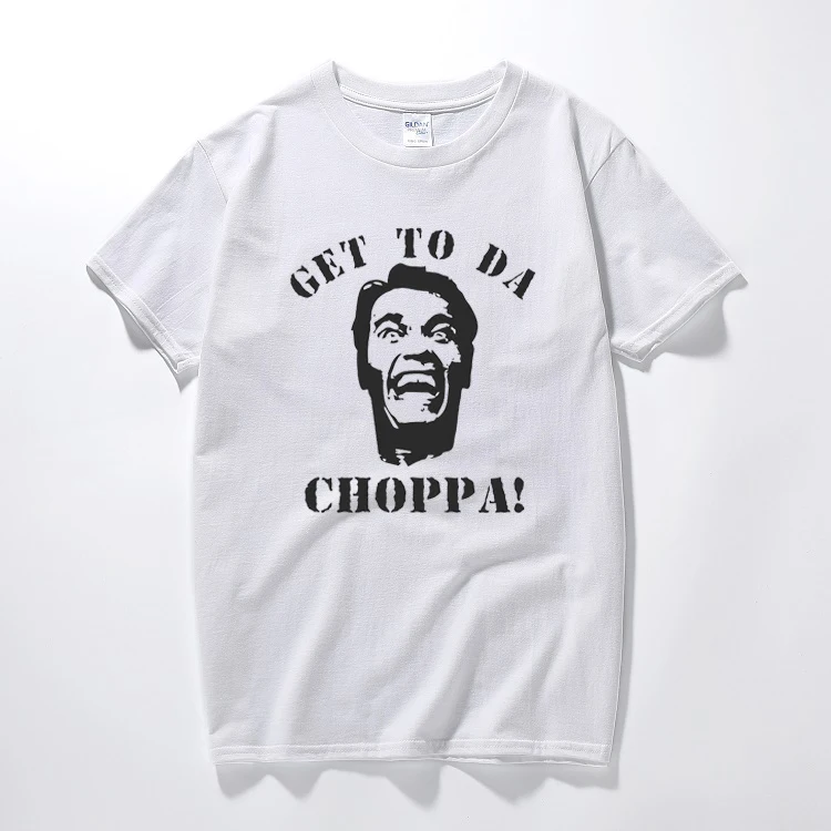 

Get to Da Choppa T-Shirt - Inspired by Predator film Arnie 80's retro sci fi top fashion cotton short sleeve T shirt