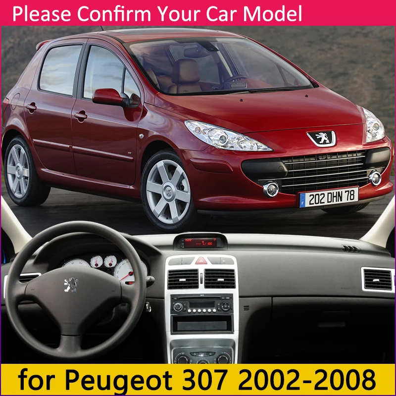 Для peugeot 307 2002~ 2008 307sw 307cc Противоскользящий коврик для приборной панели, Солнцезащитный коврик, защитные аксессуары для ковров 2003 2004 2005 SW